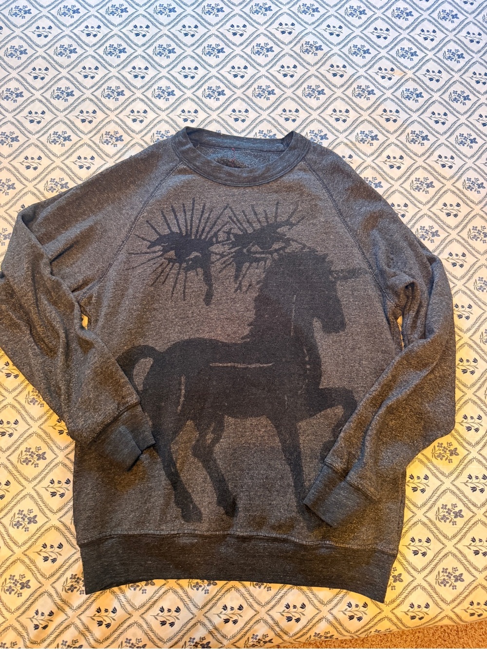 Women's Charcoal Grey Graphic Crewneck Sweater